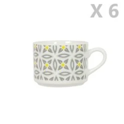 TOILINUX 6 Tasses En Porcelaine Aristo Blanc Décoré