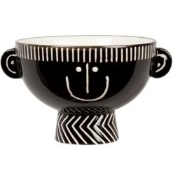 Maisons Du Monde Bol En Porcelaine Noire Et Blanche Motifs Graphiques - Lot De 3