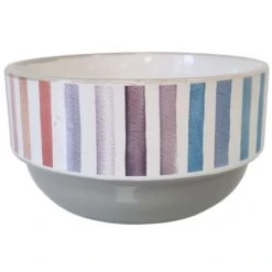 ITEM International Bol Gris En Grès Motif Rayé