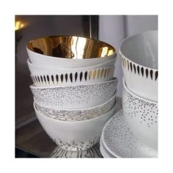 Tsé & Tsé Associées Bol Porcelaine Blanc Brillant Et Or D13cm -Boutique Cristal d'Arques bol porcelaine blanc brillant et or d13cm 4