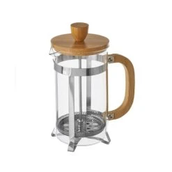 Wadiga Cafetière à Piston En Verre Transparent Et Bambou 600ml