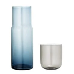 Bloomingville Carafe Et Verre En Verre Bleu