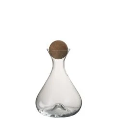 LANADECO Carafe Verre Transparent Et Bouchon Liège H27,5cm
