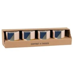 Maisons Du Monde Coffret 4 Tasses En Grès Bleu, Vert, Rose