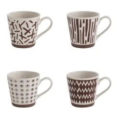 Table Passion Coffret De 4 Mugs 34cl En Grès Décoré