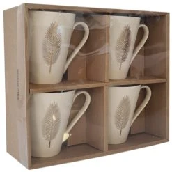 Jolipa Coffret De 4 Mugs Plumes En Porcelaine Blanche -Boutique Cristal d'Arques coffret de 4 mugs plumes en porcelaine blanche 2