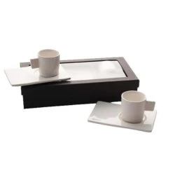 Amadeus Coffret De 4 Tasses Et Sous Tasses En Porcelaine Blanc