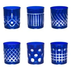 Table Passion Coffret De 6 Verres De 32 Cl En Cristal Taillé Bleu