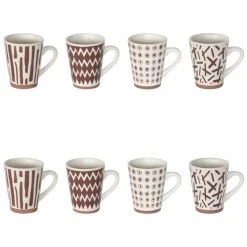 Table Passion Coffret De 8 Tasses 10cl En Grès Décoré
