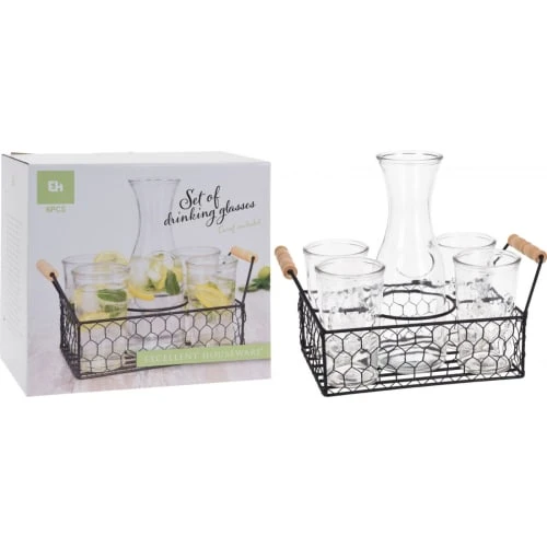 Wadiga Coffret Jus De Fruit 4 Verres + 1 Carafe En Verre 4 Wadiga Coffret Jus De Fruit 4 Verres + 1 Carafe En Verre – Image 2