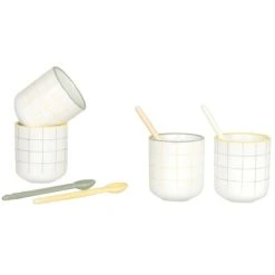 Maisons Du Monde Coffret Tasses En Grès Blanc Motifs à Carreaux Multicolores (x4) Et Cuillères Assorties -Boutique Cristal d'Arques coffret tasses en gres blanc motifs a carreaux multicolores x4 et cuilleres assorties 1000 9 35 230988 2