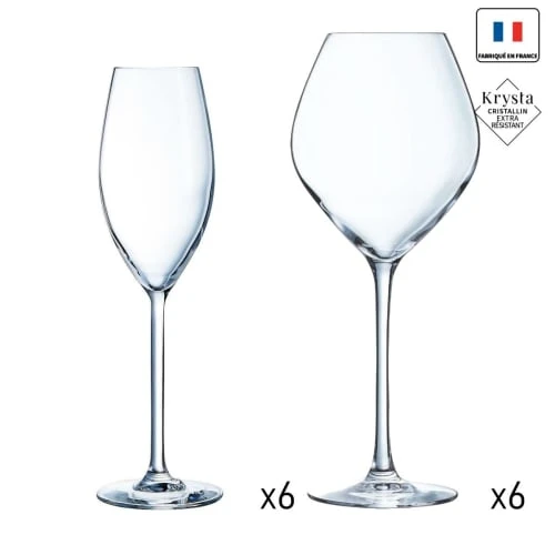 Chef & Sommelier Ensemble 12 Pièces Cheer Up Verres à Pied 47cl Et Flutes à Champagne 3 Chef & Sommelier Ensemble 12 Pièces Cheer Up Verres à Pied 47cl Et Flutes à Champagne