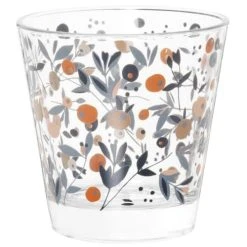 Maisons Du Monde Gobelet En Verre Motif Floral Rose Et Bleu Gris - Lot De 6