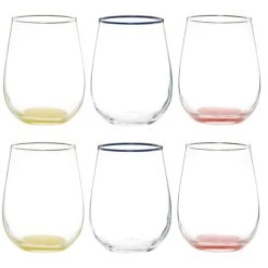 Maisons Du Monde Gobelets En Verre Transparent Liseré Bleu Et Support En Métal Jaune -Boutique Cristal d'Arques gobelets en verre transparent lisere bleu et support en metal jaune 1000 4 34 225985 2