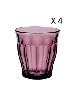 Duralex Lot De 4 - Verre à Eau 25 Cl En Verre Trempé Résistant Teinté Prune