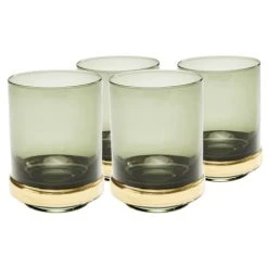 Kare Design Lot De 4 - Verre à Eau En Verre Fumé Vert