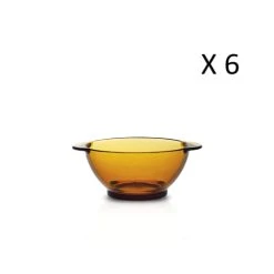 Duralex Lot De 6 - Bol à Oreilles 51cl En Verre Résistant Teinté Vermeil