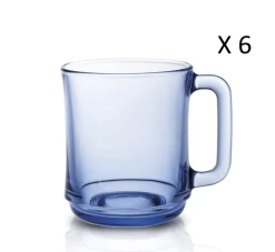 Duralex Lot De 6 - Mug 31 Cl En Verre Trempé Résistant Teinté Bleu Marine