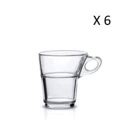 Duralex Lot De 6-Tasse à Espresso Avec Anse 9cl En Verre Résistant Transparent