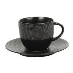 Table Passion Lot De 6 Tasse à Thé Et Sous-tasse 22 Cl En Grès Noir