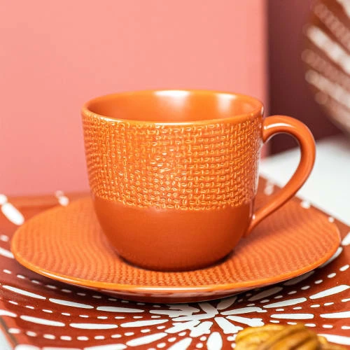 Table Passion Lot De 6 Tasse à Thé Et Sous-tasse Terra 22 Cl En Grès Orange 4 Table Passion Lot De 6 Tasse à Thé Et Sous-tasse Terra 22 Cl En Grès Orange – Image 2