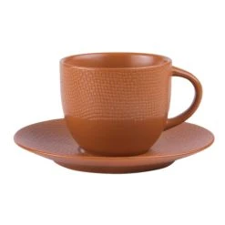 Table Passion Lot De 6 Tasse à Thé Et Sous-tasse Terra 22 Cl En Grès Orange