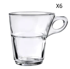 Duralex Lot De 6 - Tasse Avec Anse 22 Cl En Verre Trempé Résistant Transparent