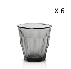 Duralex Lot De 6 - Verre à Eau 25 Cl En Verre Trempé Résistant Teinté Gris