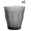 Duralex Lot De 6-Verre à Eau 25 Cl En Verre Trempé Résistant Teinté Gris Givré -Boutique Cristal d'Arques lot de 6 verre a eau 25 cl en verre trempe resistant teinte gris givre