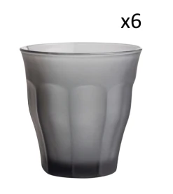 Duralex Lot De 6-Verre à Eau 25 Cl En Verre Trempé Résistant Teinté Gris Givré