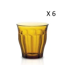 Duralex Lot De 6 - Verre à Eau 25 Cl En Verre Trempé Résistant Teinté Vermeil