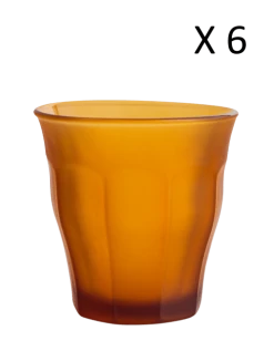 Duralex Lot De 6-Verre à Eau 25cl En Verre Trempé Résistant Teinté Ambre Givré