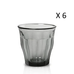 Duralex Lot De 6 - Verre à Eau 31 Cl En Verre Trempé Résistant Teinté Gris