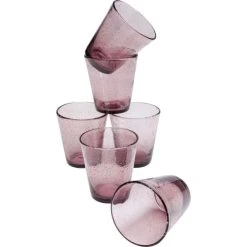 Kare Design Lot De 6 - Verre à Eau En Verre Rose à Bulles -Boutique Cristal d'Arques lot de 6 verre a eau en verre rose a bulles 2