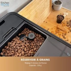 Kitchen Move Machine à Café à Grains Automatique Acier Inoxydable Noir 1470 W 13 Kitchen Move Machine à Café à Grains Automatique Acier Inoxydable Noir 1470 W -Boutique Cristal d'Arques machine a cafe a grains automatique acier inoxydable noir 1470 w 5