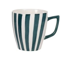 Maisons Du Monde Mug En Grès à Rayures Bleues Et Blanches - Lot De 2