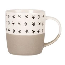 Maisons Du Monde Mug En Grès Beige Et Blanc à Motifs - Lot De 3