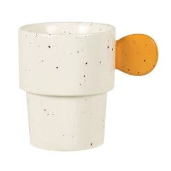 Maisons Du Monde Mug En Grès Blanc Anse Jaune