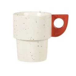 Maisons Du Monde Mug En Grès Blanc Anse Rouge