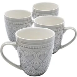 Kare Design Mug En Grès Gris - Lot De 4