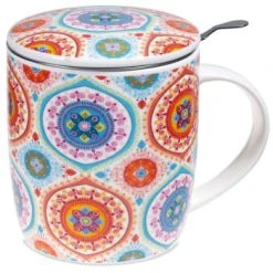 Mani Bhadra Mug Mandala Rose Avec Infuseur -Boutique Cristal d'Arques mug mandala en porcelaine avec infuseur mandala