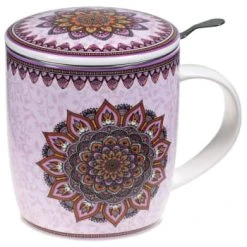 Mani Bhadra Mug Mandala Rose Avec Infuseur -Boutique Cristal d'Arques mug mandala parme avec infuseur mandala