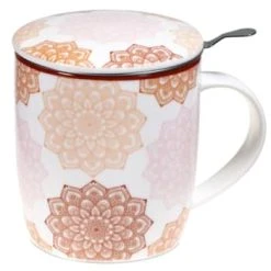 Mani Bhadra Mug Mandala Rose Avec Infuseur -Boutique Cristal d'Arques mug mandala rose avec infuseur mandala
