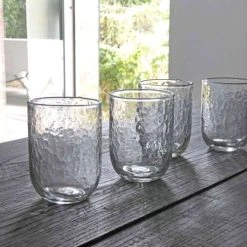 Maison Tilleul Set 4 Verres Gobelet Verre Pommelé Transparent -Boutique Cristal d'Arques set 4 verres gobelet verre pommele transparent 4