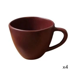 Maison Tilleul Set De 4 Tasses Céramique Rouge