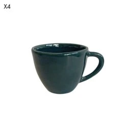 Maison Tilleul Set De 4 Tasses Céramique Vert