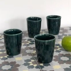Maison Tilleul Set De 4 Tasses En Céramique Frost Vert -Boutique Cristal d'Arques set de 4 tasses en ceramique frost vert 2