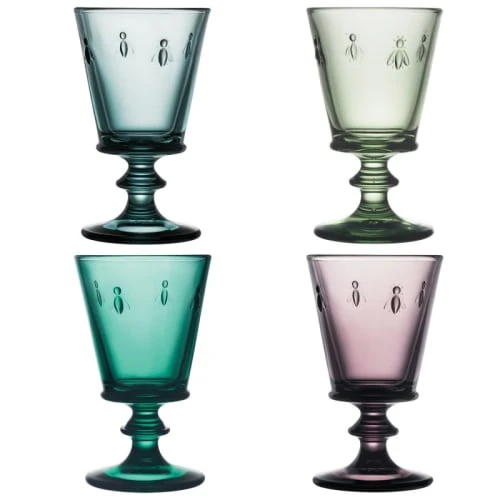 Set De 4 Verres à Pied En Verre Pressé Multicolor Abeille La Rochère M 3 Set De 4 Verres à Pied En Verre Pressé Multicolor Abeille La Rochère M