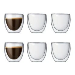 Bodum Set De 6 Gobelets Double Paroi 8 Cl En Verre Transparent