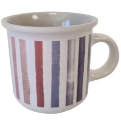 ITEM International Tasse Blanche Et Grise En Grès Motif Rayée